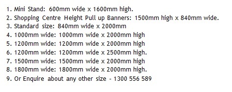Roller Banner Brisbane sizes